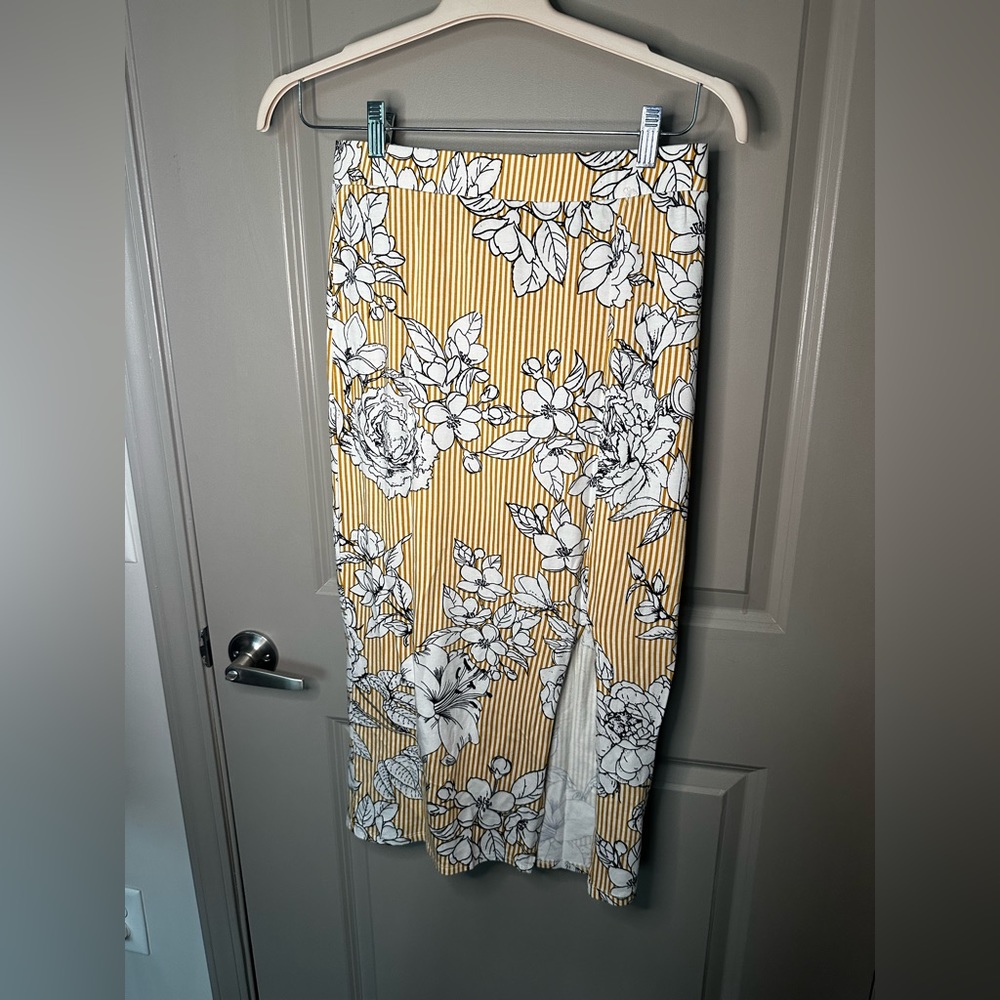 Floral midi pencil skirt SUPER SOFT - Size L